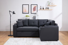 Donovan 84.5"W Black PVC Fabric Sleeper Sectional