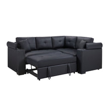 Donovan 84.5"W Black PVC Fabric Sleeper Sectional