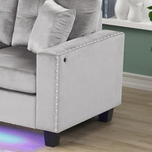 Sorenza 74"W Gray Velvet Reversible Sectional Sofa Chaise