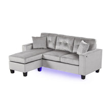 Sorenza 74"W Gray Velvet Reversible Sectional Sofa Chaise