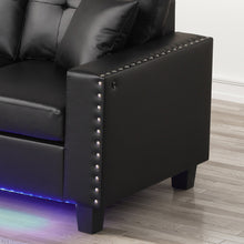 Sorenza 74"W Black PVC Reversible Sectional Sofa Chaise