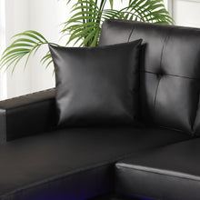 Sorenza 74"W Black PVC Reversible Sectional Sofa Chaise