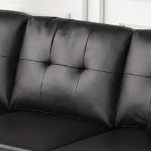 Sorenza 74"W Black PVC Reversible Sectional Sofa Chaise