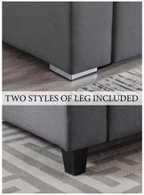Nolan 124"W Gray Linen Fabric 5Pc Double Chaise Sectional Sofa
