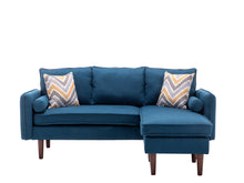 Mia 70"W Blue Sectional Sofa Chaise