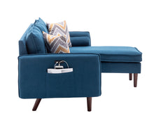 Mia 70"W Blue Sectional Sofa Chaise