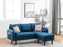 Mia 70"W Blue Sectional Sofa Chaise