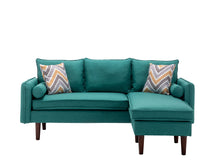 Mia 70"W Green Sectional Sofa Chaise