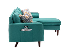 Mia 70"W Green Sectional Sofa Chaise
