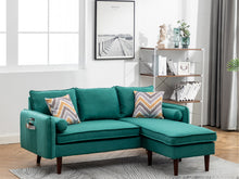 Mia 70"W Green Sectional Sofa Chaise