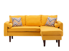Mia 70"W Yellow Sectional Sofa Chaise