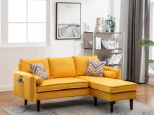 Mia 70"W Yellow Sectional Sofa Chaise