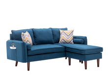 Mia 70"W Blue Sectional Sofa Chaise