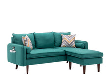 Mia 70"W Green Sectional Sofa Chaise