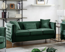 Bayberry 73"W Green Velvet Sofa