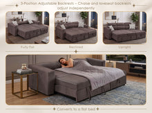 Jackie 94" Brown Chenille Fabric Convertible Sleeper Sectional