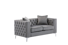 Lorreto 63"W Gray Velvet Loveseat