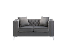 Lorreto 63"W Gray Velvet Loveseat