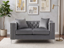 Lorreto 63"W Gray Velvet Loveseat