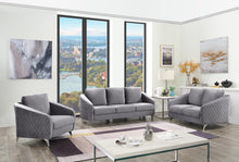 Sofia 36"W Gray Velvet Modern Chic Accent Armchair