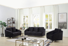 Sofia 36"W Black Velvet Modern Chic Accent Armchair