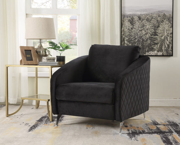 Sofia 36"W Black Velvet Modern Chic Accent Armchair