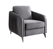 Hathaway 32"W Gray Velvet Modern Chic Accent Armchair