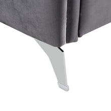 Hathaway 32"W Gray Velvet Modern Chic Accent Armchair