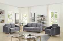 Hathaway 32"W Gray Velvet Modern Chic Accent Armchair