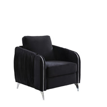Hathaway 32"W Black Velvet Modern Chic Accent Armchair