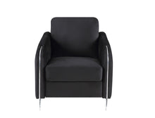 Hathaway 32"W Black Velvet Modern Chic Accent Armchair