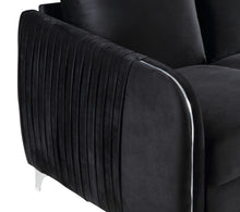 Hathaway 32"W Black Velvet Modern Chic Accent Armchair