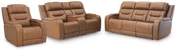 Knightington - 3 Pc. - Power Reclining Sofa, Loveseat And Recliner - Caramel