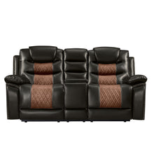 Nikko - Console Loveseat With Dual Recliners - Two Tone Brown