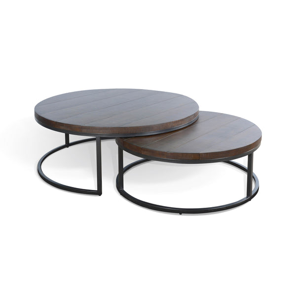 Homestead Nesting Table Set With Metal Base Dark Brown