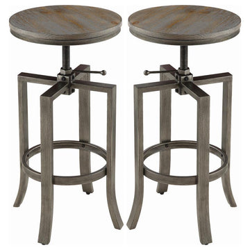 Bartlett - Adjustable Backless Bar Stool Nutmeg (Set of 2) - Brushed Nutmeg