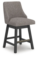Neymorton - Upholstered Swivel Barstool (Set of 2) - Dark Grayish Brown