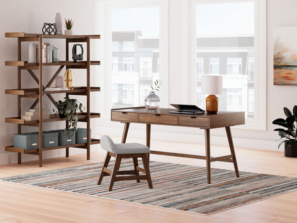 Lyncott 3 Pc. Home Office Desk, Chair, Bookcase Brown