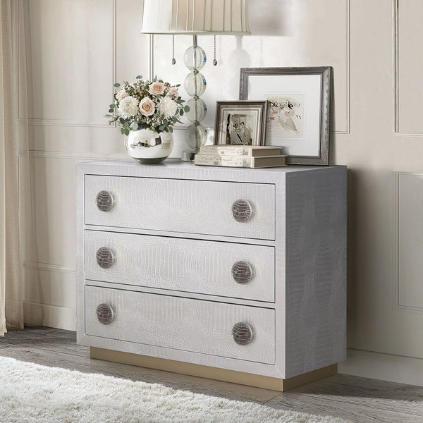 Anpu Console Cabinet Silver Faux Crocodile Skin