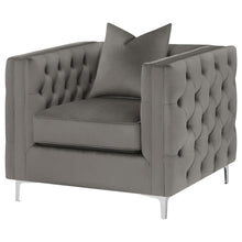 Phoebe - Upholstered Tuxedo Arm Tufted Chair - Urban Bronze