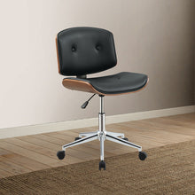 Camila - 36" Office Chair - Black Synthetic Leather & Walnut