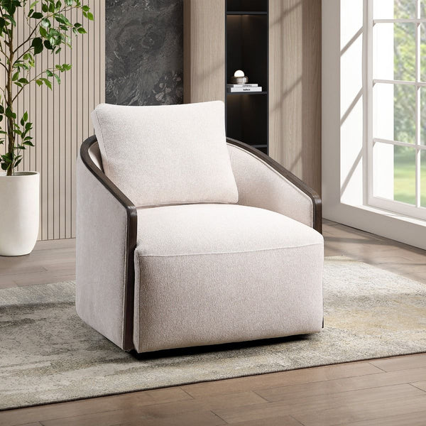 Lenora Accent Chair With Swivel Beige Chenille