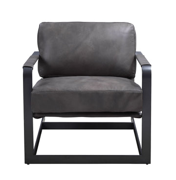 Locnos - Accent Chair - Gray Top Grain Leather & Black