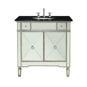 Atrian - Sink Cabinet - Black Marble & Mirrrored