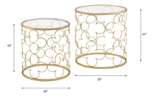 Flowie - Nesting Table Set - Clear Glass Top & Gold