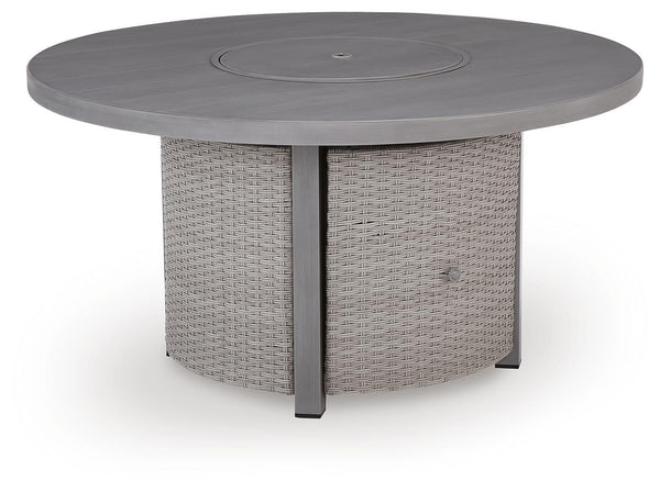 Half Moon Beach Round Fire Pit Table Gray
