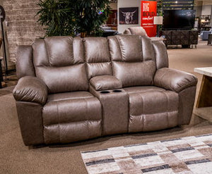 Lowilla - Driftwood - Double Reclining Loveseat With Console