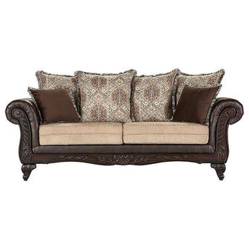 Elmbrook - Upholstered Rolled Arm Sofa - Brown