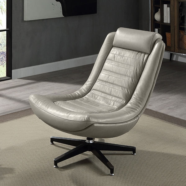 Piran Accent Chair With Swivel Twilight Top Grain Leather