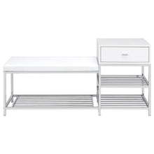 Siega 1-Drawer Shoe Storage Entryway Bench White High Gloss and Chrome – White High Gloss